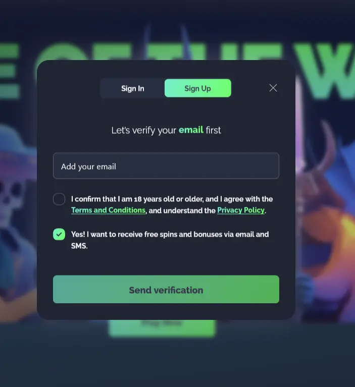 ThePokies Casino registration form for creating a new player account